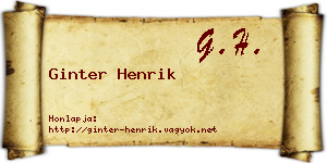 Ginter Henrik névjegykártya